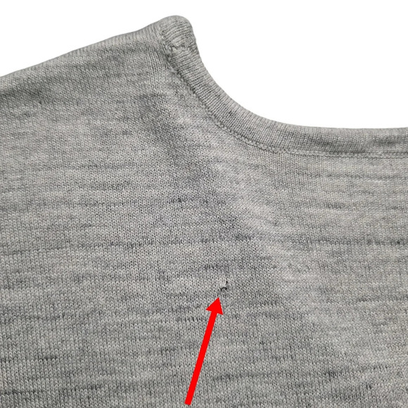 J. Jill XL Gray Grey Cotton Blend Blue Floral Pullover Scoop-Neck Sweater - Picture 6 of 14